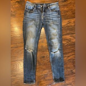Silver Jeans Dark Blue Distressed Skinny Jeans